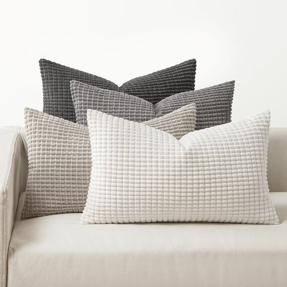 MIULEE 4er Set Kissenbezug Kissen Dekorative Kissenbezüge Kordsamt Sofakissen Dekokissen Kopfkissenbezug Couchkissen Deko Bezug für Sofa Couch Wohnzimmer Schlafzimmer Büro 30x50cm Graue Serie