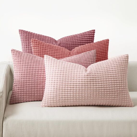 MIULEE 4er Set Kissenbezug Kissen Dekorative Kissenbezüge Kordsamt Sofakissen Dekokissen Kopfkissenbezug Couchkissen Deko Bezug für Sofa Couch Wohnzimmer Schlafzimmer Büro 40x60cm Rosa Serie
