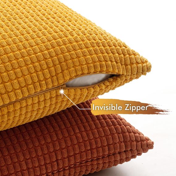 MIULEE 4er Set Kissenbezug Kissen Dekorative Kissenbezüge Kordsamt Sofakissen Dekokissen Kopfkissenbezug Couchkissen Deko Bezug für Sofa Couch Wohnzimmer Schlafzimmer Büro 50x50cm Orange und Grün