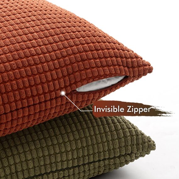 MIULEE 4er Set Kissenbezug Kissen Dekorative Kissenbezüge Kordsamt Sofakissen Dekokissen Kopfkissenbezug Couchkissen Deko Bezug für Sofa Couch Wohnzimmer Schlafzimmer Büro 40x40cm Braun und Grün