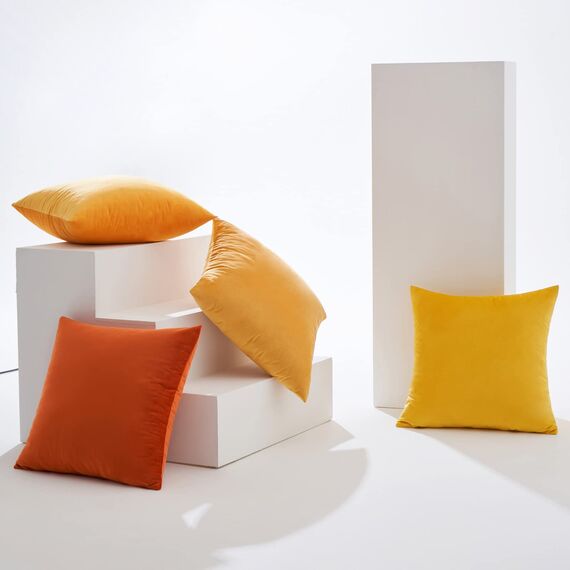 MIULEE Samt Kissenbezug 40x40 cm Kissenhülle Orange Serie 4er Set Sofakissen Samtkissen Dekorative Dekokissen Couchkissen Zierkissen Deko Farbverlauf Bezug Sofakissenbezug für Wohnzimmer Kinder Büro