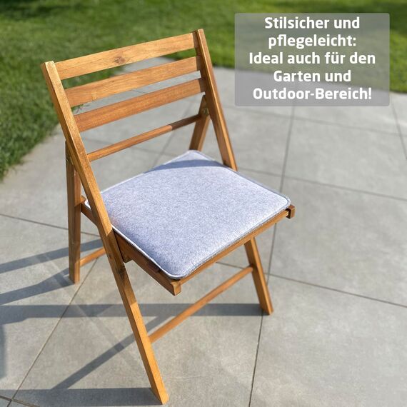 Miqio Design Sitzkissen Rechteckig aus Filz mit Antirutschnoppen | Nachhaltig aus recycelten PET Flaschen | 40x40 cm | 6er-Set | Waschbare Stuhlkissen rutschfest | Sitzauflage für Bank und Stuhl