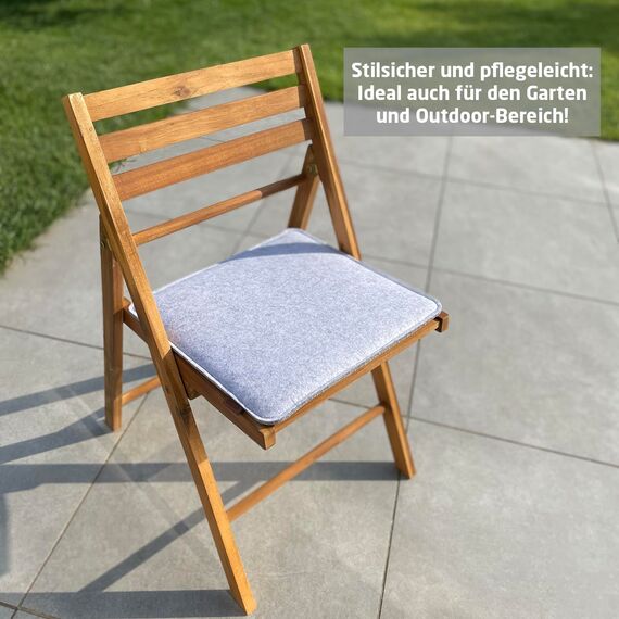 Miqio Design Sitzkissen Rechteckig aus Filz mit Antirutschnoppen | Nachhaltig aus recycelten PET Flaschen | 40x40 cm | 2er-Set | Waschbare Stuhlkissen rutschfest | Sitzauflage für Bank und Stuhl
