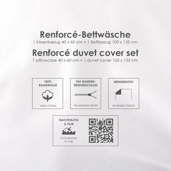 Herding Traktor Bettwäsche-Set, MADE IN GREEN by OEKO TEX, Kopfkissenbezug ca. 40 x 60 cm, Bettbezug ca. 100 x 135 cm, mit leichtläufigem Markenreißverschluss, 100% Baumwolle/Renforcé