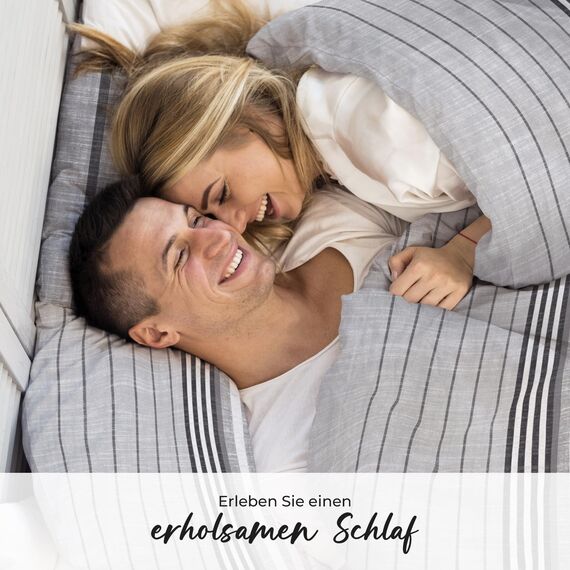 DILIOS Premium Bettwäsche 135x200 – 100% Baumwolle, ÖKO-TEX Zertifiziert, Renforcé, Atmungsaktiv & Antiallergisch, mit Reißverschluss, 2teilig – Bettbezug + Kissenbezug 80x80,Set Weiß, Grau, Anthrazit