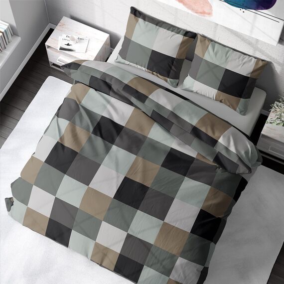 DILIOS Premium Bettwäsche 135x200 – 100% Baumwolle, ÖKO-TEX Zertifiziert, Renforcé, Atmungsaktiv & Antiallergisch, mit Reißverschluss, 2teilig – Bettbezug + Kissenbezug 80x80, Grau Blau