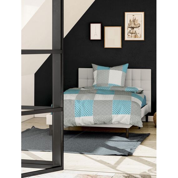 Bierbaum Bettwäsche 6277, Renforcé, 100% Baumwolle, Designed in Germany, Türkis 14, 135x200 + 80x80 cm