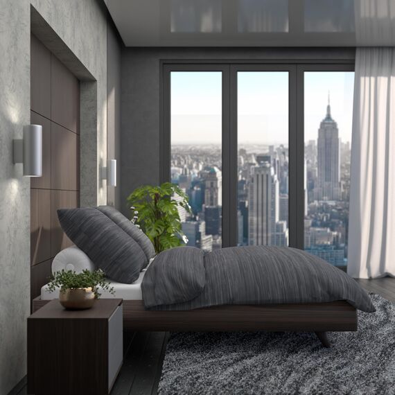 LARAWELL Bettwäsche 135x200 Baumwolle Ganzjahres Bettwäsche-Sets grau getreift Premium