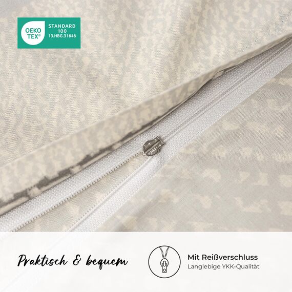 DILIOS Premium Bettwäsche 200x200 – 100% Baumwolle, ÖKO-TEX Zertifiziert, Renforcé, Atmungsaktiv & Antiallergisch, mit Reißverschluss, 3teilig – Bettbezug + 2X Kissenbezug 80x80, Grau, Braun, Beige