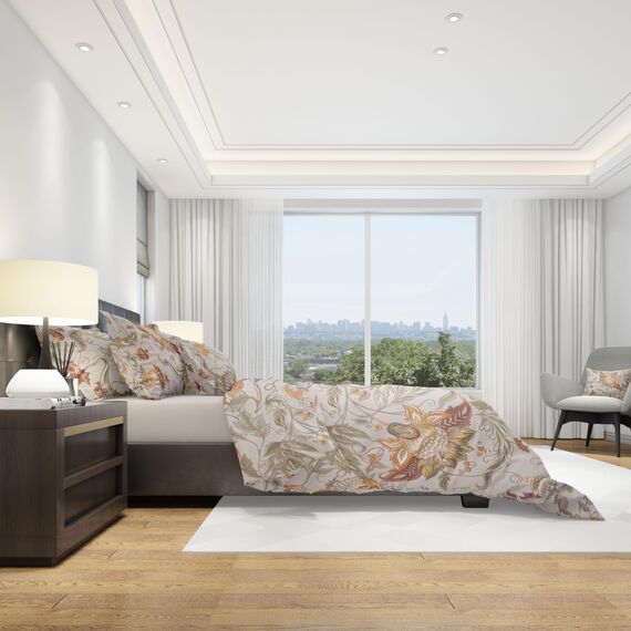 DILIOS Premium Bettwäsche 135x200 – 100% Baumwolle, ÖKO-TEX Zertifiziert, Renforcé, Atmungsaktiv & Antiallergisch, mit Reißverschluss, 2teilig – Bettbezug + Kissenbezug 80x80, Beige Floral