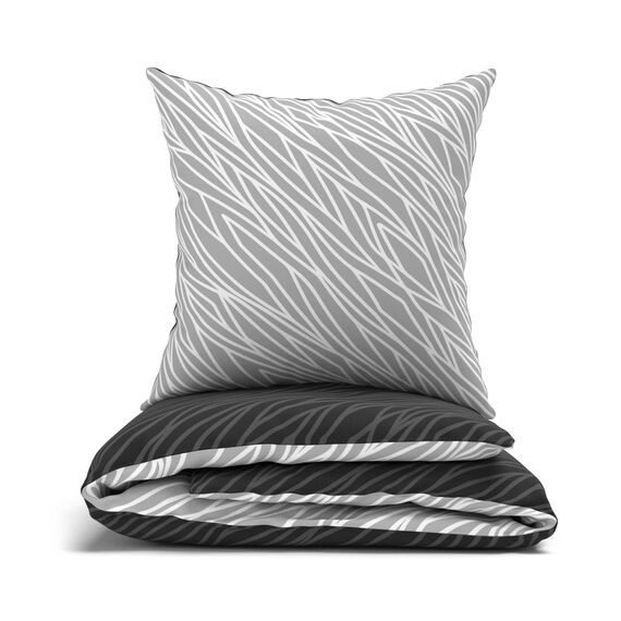 LARAWELL Bettwäsche 135x200 Baumwolle ganzjahres Bettwäsche-Sets anthrazit grau geometrisch Premium