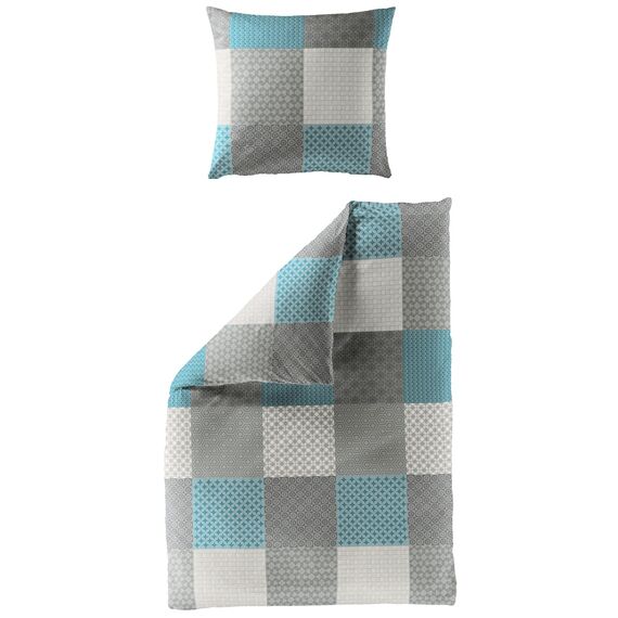 Bierbaum Bettwäsche 6277, Renforcé, 100% Baumwolle, Designed in Germany, Türkis 14, 135x200 + 80x80 cm