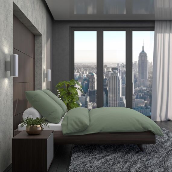 LARAWELL Bettwäsche 135x200 Baumwolle ganzjahres Bettwäsche-Sets grün Premium