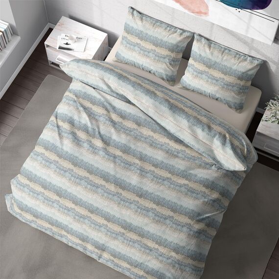 DILIOS Premium Bettwäsche 135x200 – 100% Baumwolle, ÖKO-TEX Zertifiziert, Renforcé, Atmungsaktiv & Antiallergisch, mit Reißverschluss, 2teilig – Bettbezug + Kissenbezug 80x80, Blau, Braun