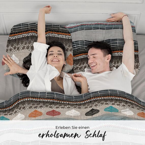 DILIOS Premium Bettwäsche 135x200 – 100% Baumwolle, ÖKO-TEX Zertifiziert, Renforcé, Atmungsaktiv & Antiallergisch, mit Reißverschluss, 2teilig – Bettbezug + Kissenbezug 80x80, Beige, Grau, Hellblau