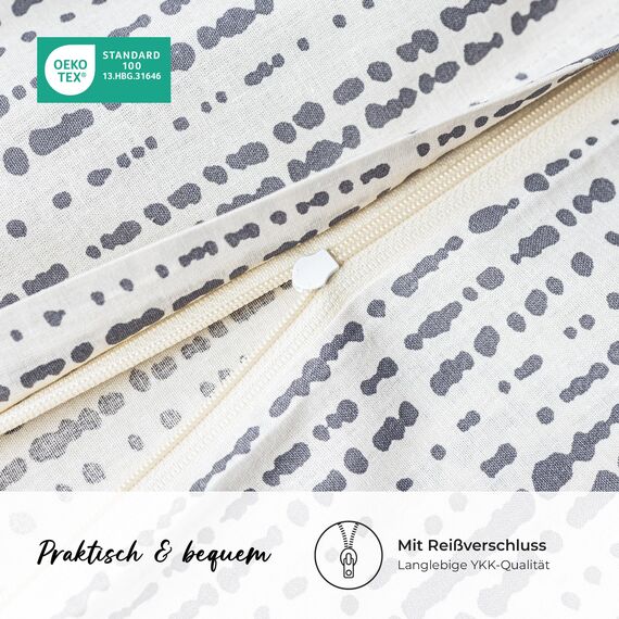 DILIOS Premium Bettwäsche 200x200 – 100% Baumwolle, ÖKO-TEX-Zertifiziert, Renforcé, Аtmungsaktiv & Аntiallergisch, mit Reißverschluss, 3-teilig – Bettbezug + 2 Kissenbezüge 80x80, Weiß, Grau