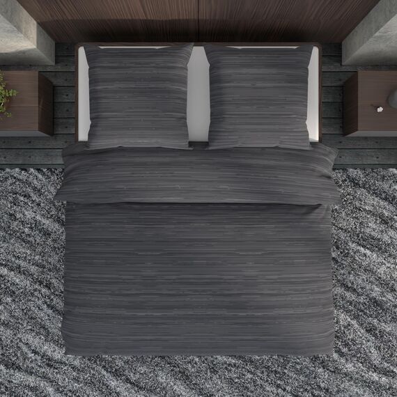 LARAWELL Bettwäsche 135x200 Baumwolle Ganzjahres Bettwäsche-Sets grau getreift Premium