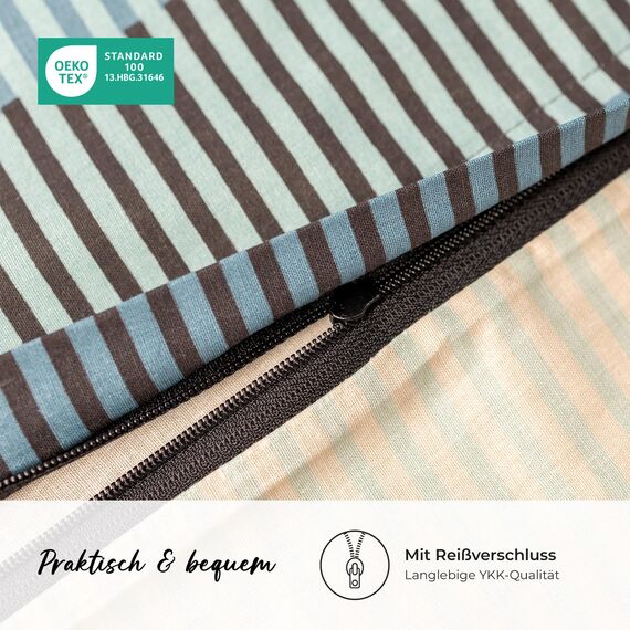 DILIOS Premium Bettwäsche 155x200 – 100% Baumwolle, ÖKO-TEX Zertifiziert, Renforcé, Atmungsaktiv & Antiallergisch, mit Reißverschluss, 2teilig – Bettbezug + Kissenbezug 80x80, Türkisblau Blau