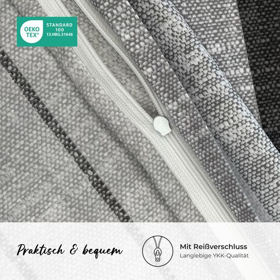 DILIOS Premium Bettwäsche 135x200 – 100% Baumwolle, ÖKO-TEX Zertifiziert, Renforcé, Atmungsaktiv & Antiallergisch, mit Reißverschluss, 2teilig – Bettbezug + Kissenbezug 80x80,Set Weiß, Grau, Anthrazit