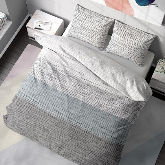 DILIOS Premium Bettwäsche 135x200 – 100% Baumwolle, ÖKO-TEX Zertifiziert, Renforcé, Atmungsaktiv & Antiallergisch, mit Reißverschluss, 2teilig – Bettbezug + Kissenbezug 80x80, Grau, Blau, Weiß