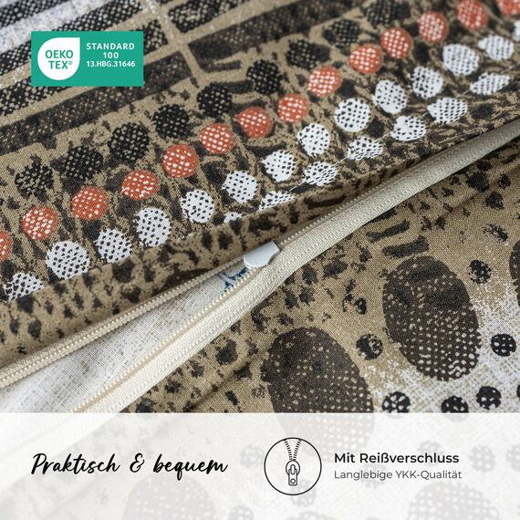 DILIOS Premium Bettwäsche 135x200 – 100% Baumwolle, ÖKO-TEX Zertifiziert, Renforcé, Atmungsaktiv & Antiallergisch, mit Reißverschluss, 2teilig – Bettbezug + Kissenbezug 80x80, Beige, Grau, Hellblau