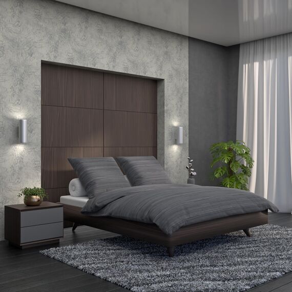 LARAWELL Bettwäsche 135x200 Baumwolle Ganzjahres Bettwäsche-Sets grau getreift Premium