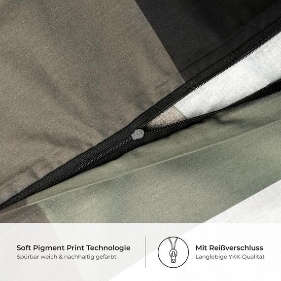 DILIOS Premium Bettwäsche 135x200 – 100% Baumwolle, ÖKO-TEX Zertifiziert, Renforcé, Atmungsaktiv & Antiallergisch, mit Reißverschluss, 2teilig – Bettbezug + Kissenbezug 80x80, Grau Blau