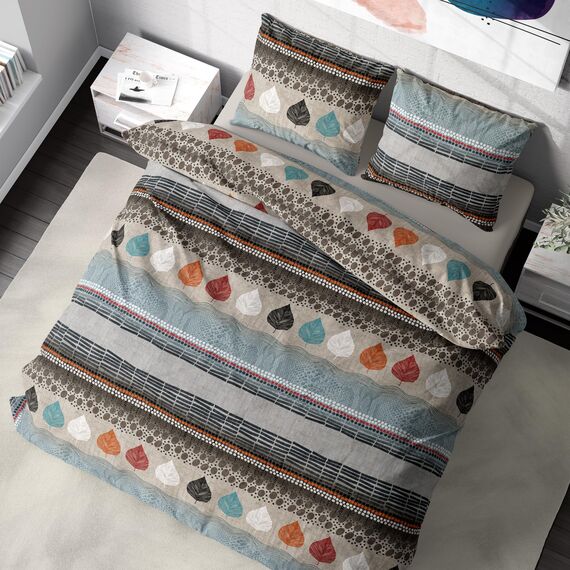 DILIOS Premium Bettwäsche 135x200 – 100% Baumwolle, ÖKO-TEX Zertifiziert, Renforcé, Atmungsaktiv & Antiallergisch, mit Reißverschluss, 2teilig – Bettbezug + Kissenbezug 80x80, Beige, Grau, Hellblau