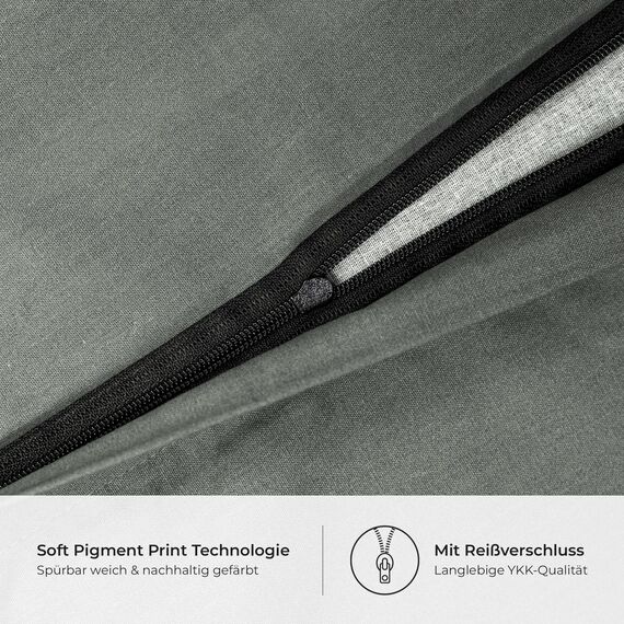 DILIOS Premium Bettwäsche 135x200 – 100% Baumwolle, ÖKO-TEX Zertifiziert, Renforcé, Atmungsaktiv & Antiallergisch, mit Reißverschluss, 2teilig – Bettbezug + Kissenbezug 80x80, Braun, Grün