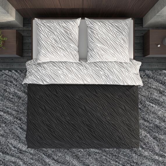 LARAWELL Bettwäsche 135x200 Baumwolle ganzjahres Bettwäsche-Sets anthrazit grau geometrisch Premium