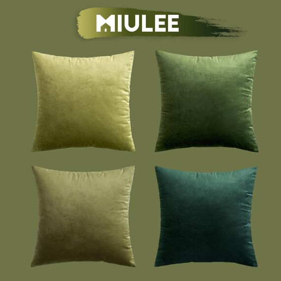MIULEE Samt Kissenbezug Kissenhülle 4er Set Samtkissen Dekorative Dekokissen Couchkissen Zierkissen Deko Farbverlauf Bezugbezug für Wohnzimmer Kinder 40x40cm Forest Green Series