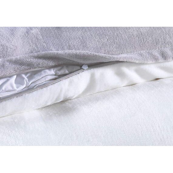 DreamHome Winter Wende Plüsch Bettwäsche 135x200 Nicky-Teddy Cashmere Touch Coral Fleece Bettdezug + Kissenbezug 80x80, Farbe:Silber-Weiss