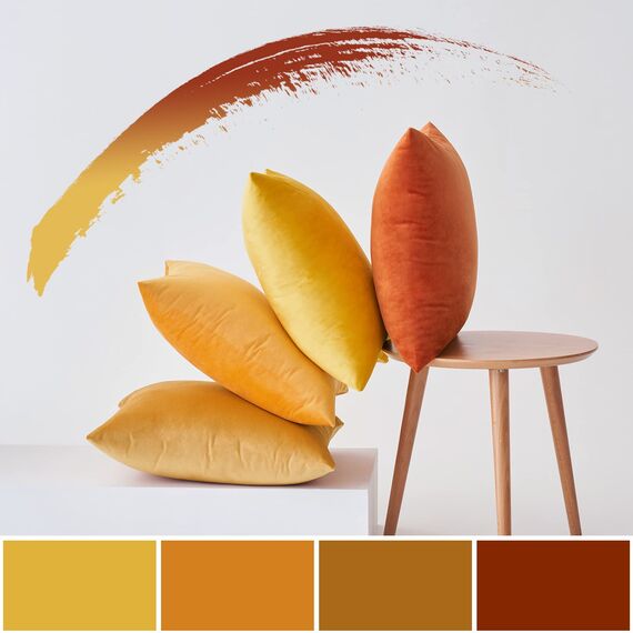 MIULEE Samt Kissenbezug 45x45 cm Kissenhülle Orange Serie 4er Set Sofakissen Samtkissen Dekorative Dekokissen Couchkissen Zierkissen Deko Farbverlauf Bezug Sofakissenbezug für Wohnzimmer Kinder Büro