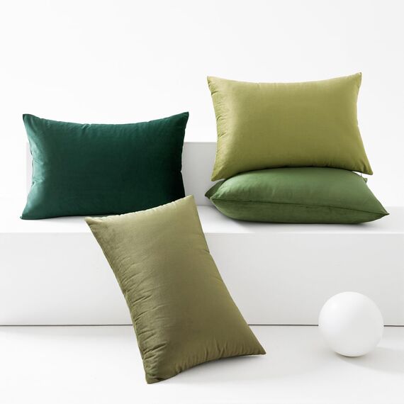 MIULEE Samt Kissenbezug Kissenhülle 4er Set Samtkissen Dekorative Dekokissen Couchkissen Zierkissen Deko Farbverlauf Bezugbezug für Wohnzimmer Kinder 40x60cm Forest Green Series