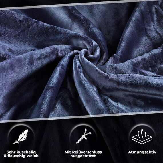 DreamHome Winter Wende Plüsch Bettwäsche 135x200 Nicky-Teddy Cashmere Touch Coral Fleece Bettdezug + Kissenbezug 80x80, Farbe:Silber-ANTHRAZIT