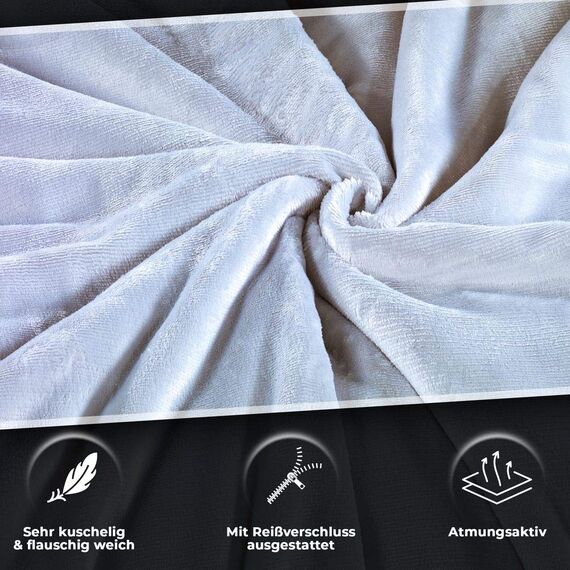 DreamHome Winter Wende Plüsch Bettwäsche 135x200 Nicky-Teddy Cashmere Touch Coral Fleece Bettdezug + Kissenbezug 80x80, Farbe:Silber-Weiss