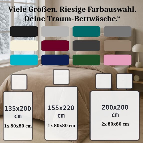 MALIKA Winter Plüsch Bettwäsche Nicky-Teddy Cashmere Coral Fleece 135x200 155x220 200, Größe:135 x 200 cm, Designe:GRAU