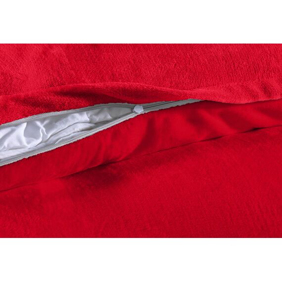 DreamHome Winter Wende Plüsch Bettwäsche 135x200 Nicky-Teddy Cashmere Touch Coral Fleece Bettdezug + Kissenbezug 80x80, Farbe:ROT