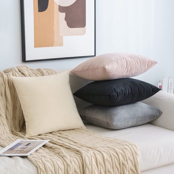 MIULEE Samt Kissenbezug 40x40 cm Kissenhülle Cremeweiß 4er Set Sofakissen Samtkissen Dekorative Dekokissen Couchkissen Zierkissen Bezug Sofakissenbezug für Wohnzimmer Schlafzimmer Büro