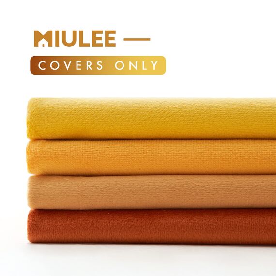 MIULEE Samt Kissenbezug 50x50 cm Kissenhülle Orange Serie 4er Set Sofakissen Samtkissen Dekorative Dekokissen Couchkissen Zierkissen Deko Farbverlauf Bezug Sofakissenbezug für Wohnzimmer Kinder Büro