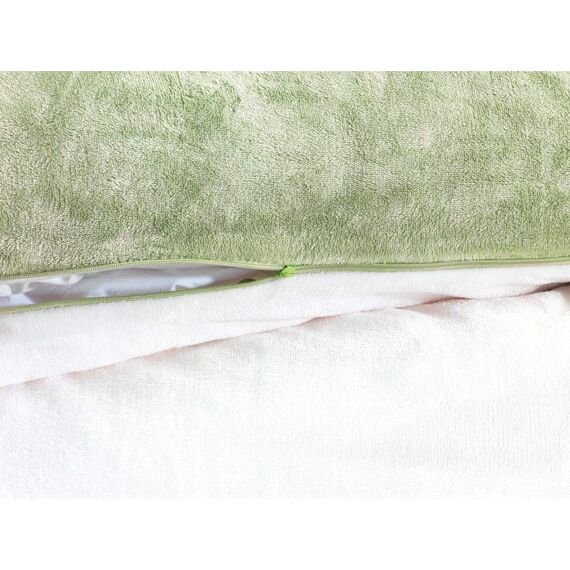 DreamHome Winter Wende Plüsch Bettwäsche 135x200 Nicky-Teddy Cashmere Touch Coral Fleece Bettdezug + Kissenbezug 80x80, Farbe:BEIGE-GRÜN