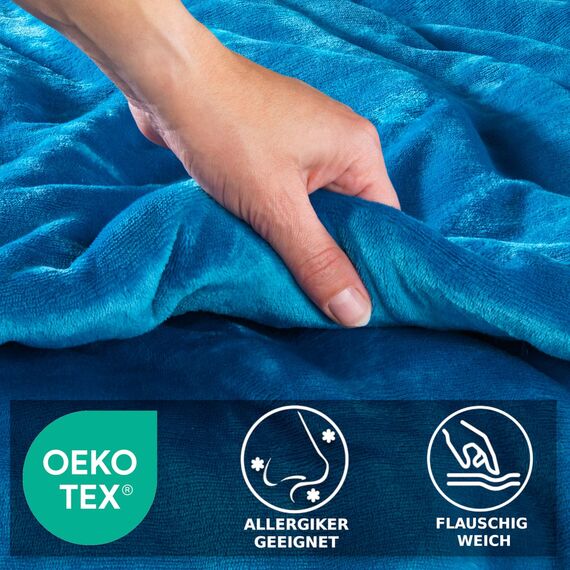 MALIKA Winter Plüsch Bettwäsche Nicky-Teddy Cashmere Coral Fleece 135x200 155x220 200, Größe:200 x 200 cm, Designe:TÜRKISE