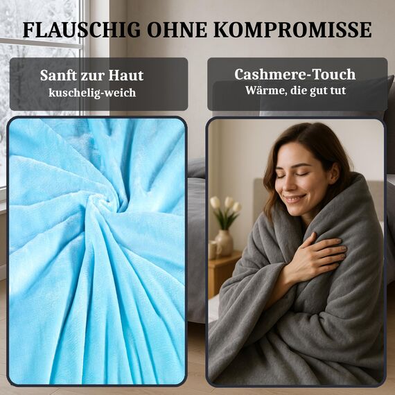 MALIKA Winter Plüsch Bettwäsche Nicky-Teddy Cashmere Coral Fleece 135x200 155x220 200, Größe:155 x 220 cm, Designe:HIMMELBLAU