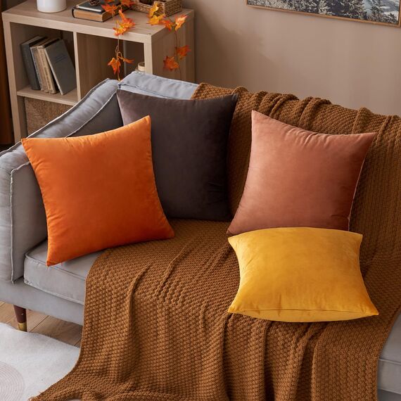 MIULEE Samt Kissenbezug 40x40 cm Kissenhülle Khaki Serie 4er Set Sofakissen Samtkissen Dekorative Dekokissen Couchkissen Zierkissen Deko Farbverlauf Bezug Sofakissenbezug für Wohnzimmer Kinder Büro