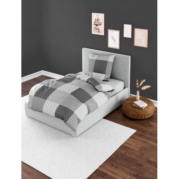 Bierbaum Bettwäsche 6277, Renforcé, 100% Baumwolle, designed in Germany, silber 15, 135 x 200 + 80 x 80 cm