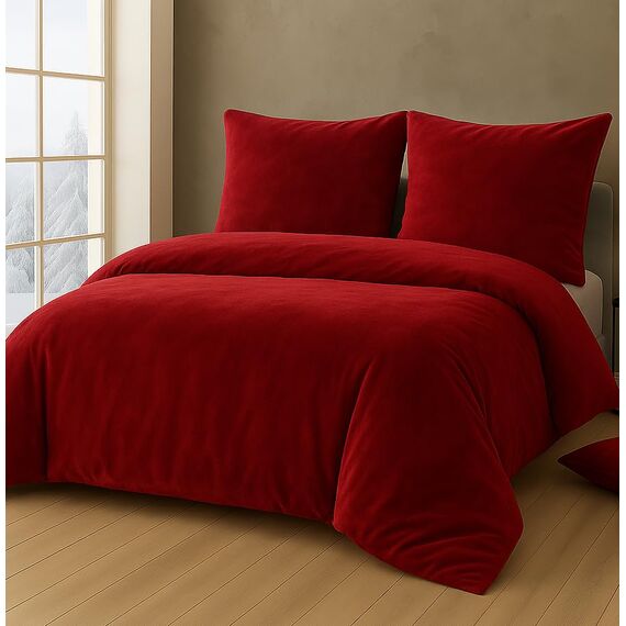 MALIKA Winter Plüsch Bettwäsche Nicky-Teddy Cashmere Coral Fleece 135x200 155x220 200, Größe:200 x 200 cm, Designe:Bordo