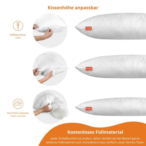 sleepling 2er Set Kissen 45x45 cm, Sofakissen, Kissenfüllung, Zierkissen für Allergiker, Deko Kissen Füllung 45 x 45, Ökotex, waschbar bis 60 Grad, Made in EU, Komfort 300