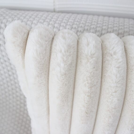 NIULAA Beige Kissenbezug 40x40 2er Set Flauschig Plüsch Deko Kissenbezüge Weich Gestreift Pelz Kissenhülle Dekokissen Sofakissenbezug Luxus Sofakissen Zierkissenbezüge Wohnzimmer Sofa