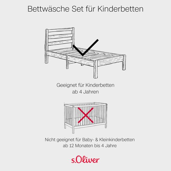 s.Oliver Kinderbettwäsche Wolke 135x200 cm - 100% Baumwolle, praktischer Reißverschluss & maschinenwaschbar, Bettwäsche für Kinder 2tlg. Wölkchen und Sterne hellgrau