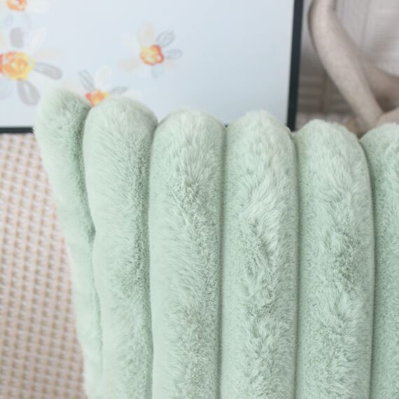 NIULAA Salbei Grün Kissenbezug 40x40 2er Set Flauschig Plüsch Deko Kissenbezüge Weich Gestreift Pelz Kissenhülle Dekokissen Sofakissenbezug Luxus Sofakissen Zierkissenbezüge Wohnzimmer Sofa